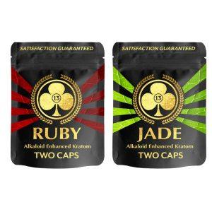 Club 13 Alkaloid Enhanced Kratom Capsules - Jade (Green Vein) and Ruby (Red Vein)