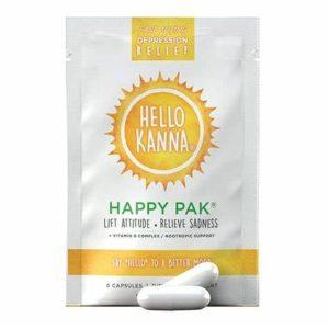 Front Image of bag of Hello Kanna Happy Calm Focus Pak Nootropics Supplements Capsules