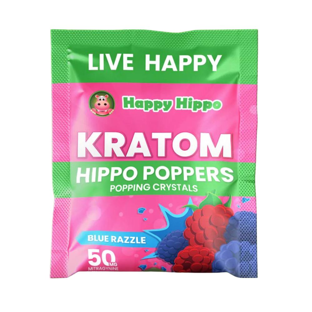 Happy Hippo Hippo Poppers Kratom Extract Infused Pop Rock Candy Earth Grown Wellness