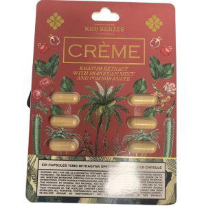 Creme Kratom Extract Capsules - Red Series packaging showcasing the premium kratom extract capsules designed for relaxation and stress relief