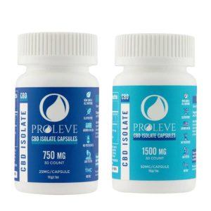 proleve 99% pure cbd isolate capsules 25mg or 50mg 20ct jar